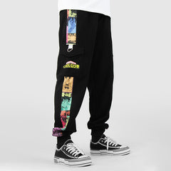 Trendy Casual Anime Black Loose Sweatpants