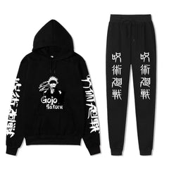 Unisex Gojo Printed Casual Hoodie Sports Pants Set