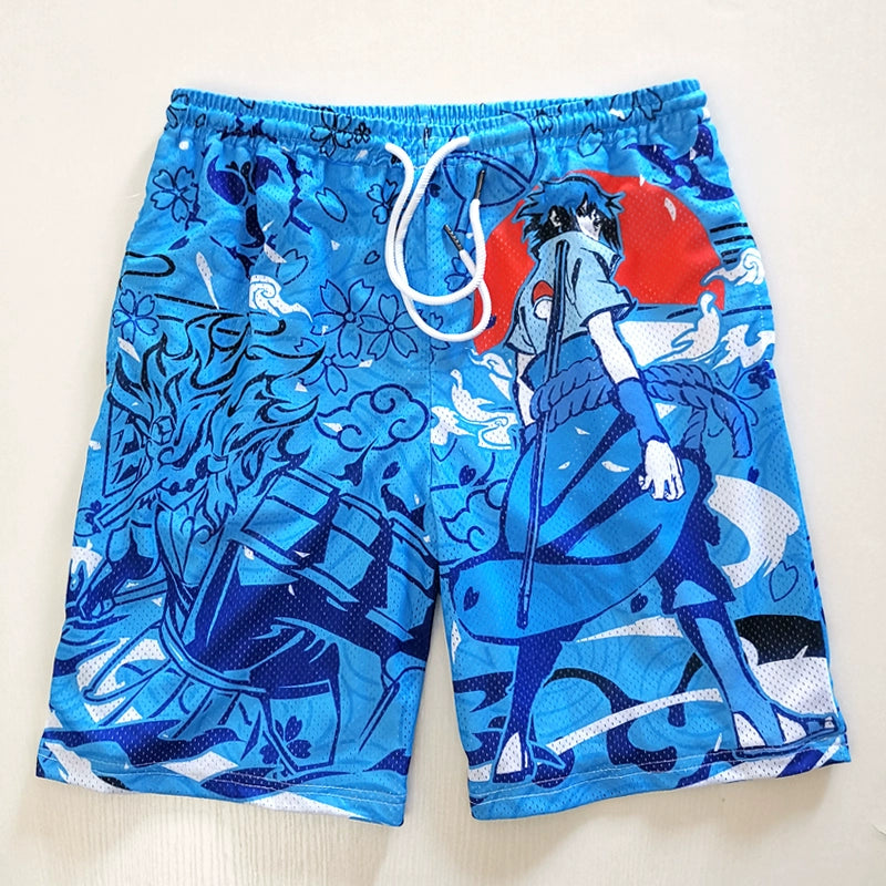 Men's Anime Sasuke Leisure Sports Mesh Shorts