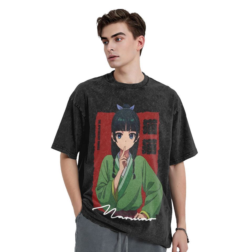 Unisex Anime Pattern Washed T-Shirt