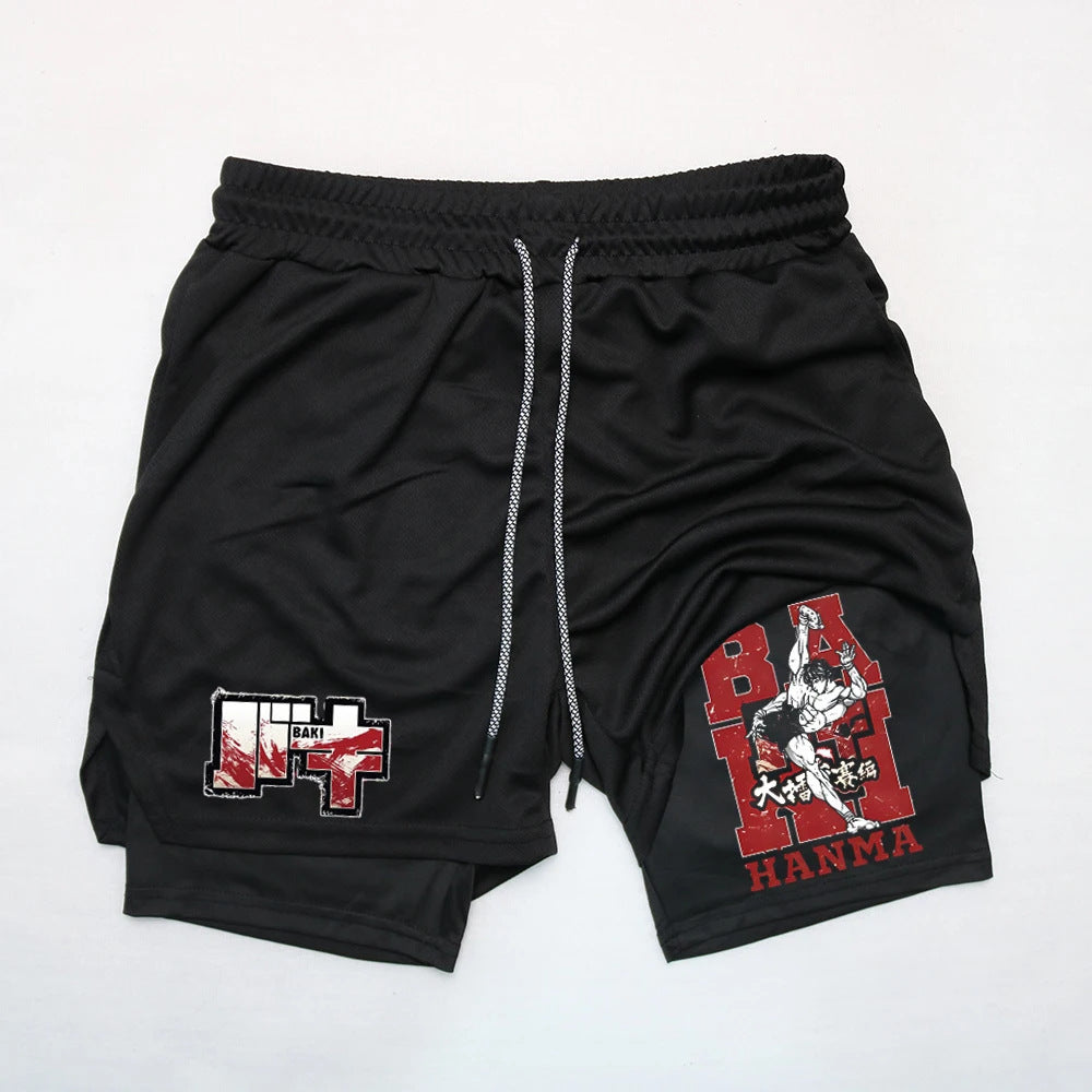 Baki Hanma Printed Double-layer Sports Shorts