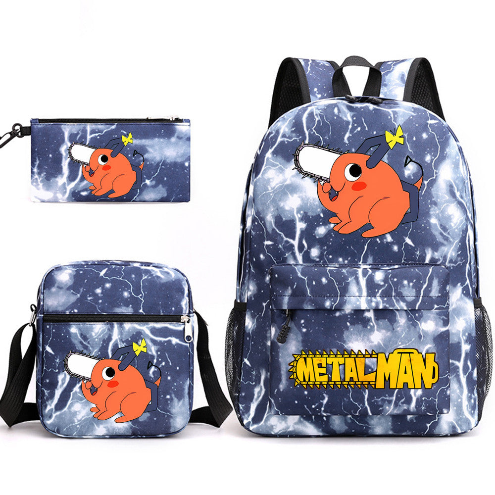 Pochita School Bag Three-piece Backpack