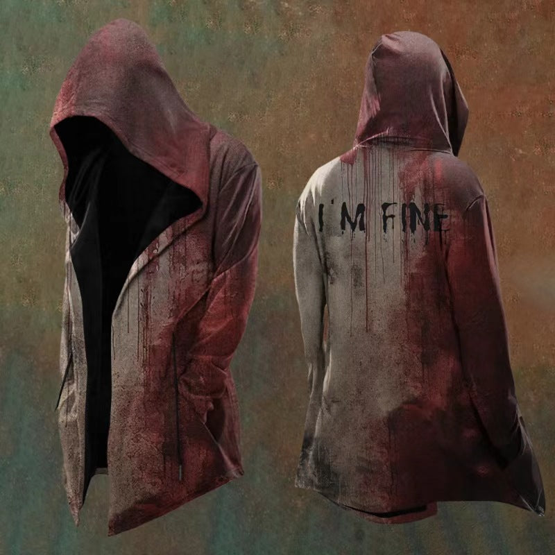 Retro Men's Digital Print Loose Hooded Jacket