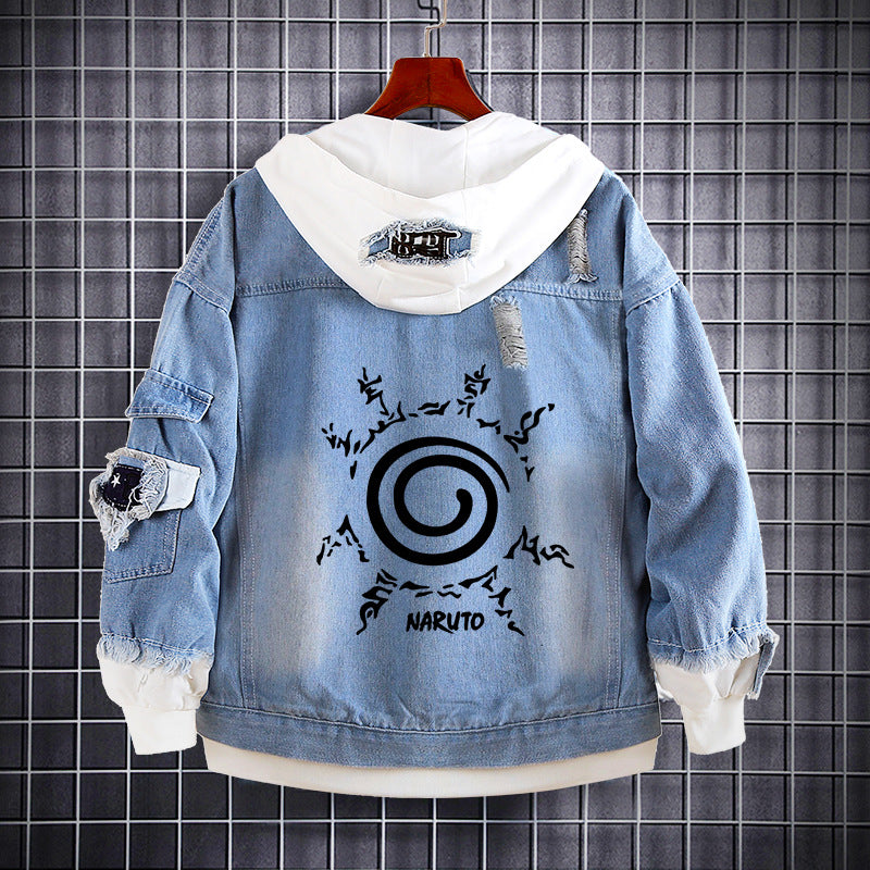 Trendy Kakashi Anime Denim Hooded Jacket