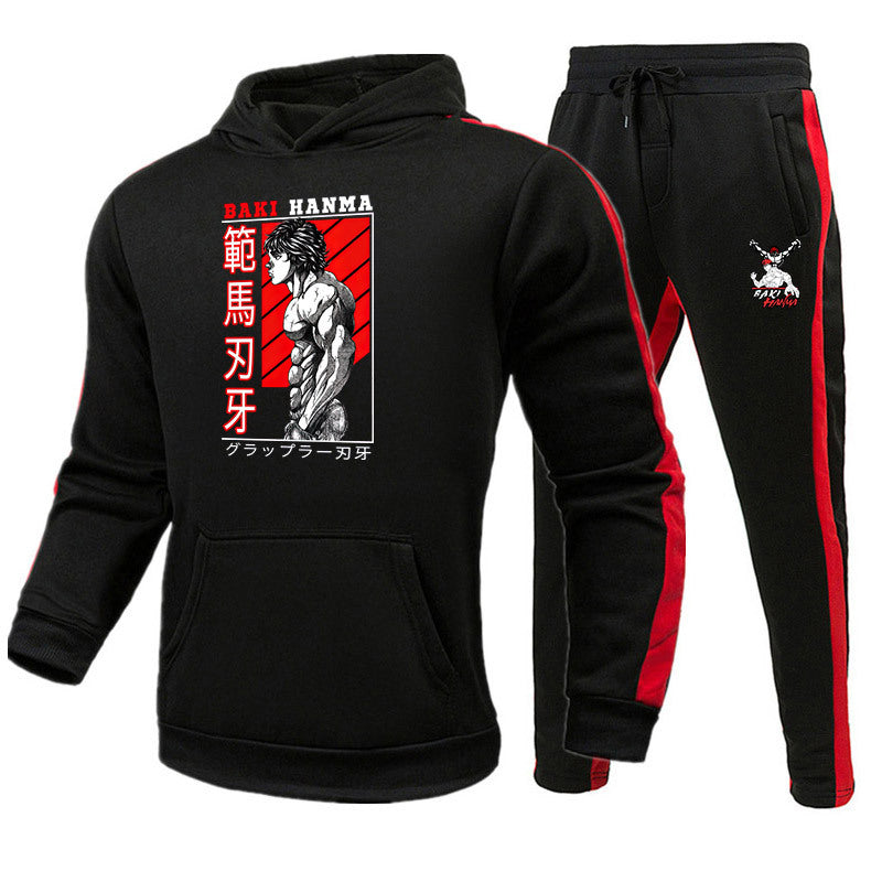 Men's Baki Ainime Hoodie Casual Trousers Suit