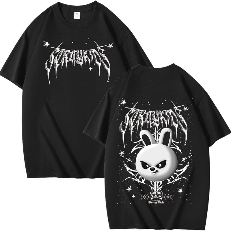 Kpop Evil Cartoon Print Cotton Short-sleeved T-shirt