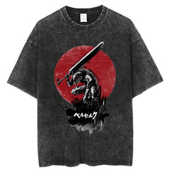 Trendy Anime Washed Loose Short-sleeved T-shirt