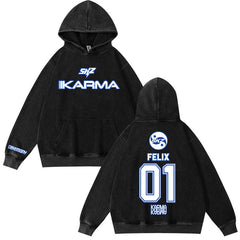 SKZ KARMA LOGO Washed Hoodie Top