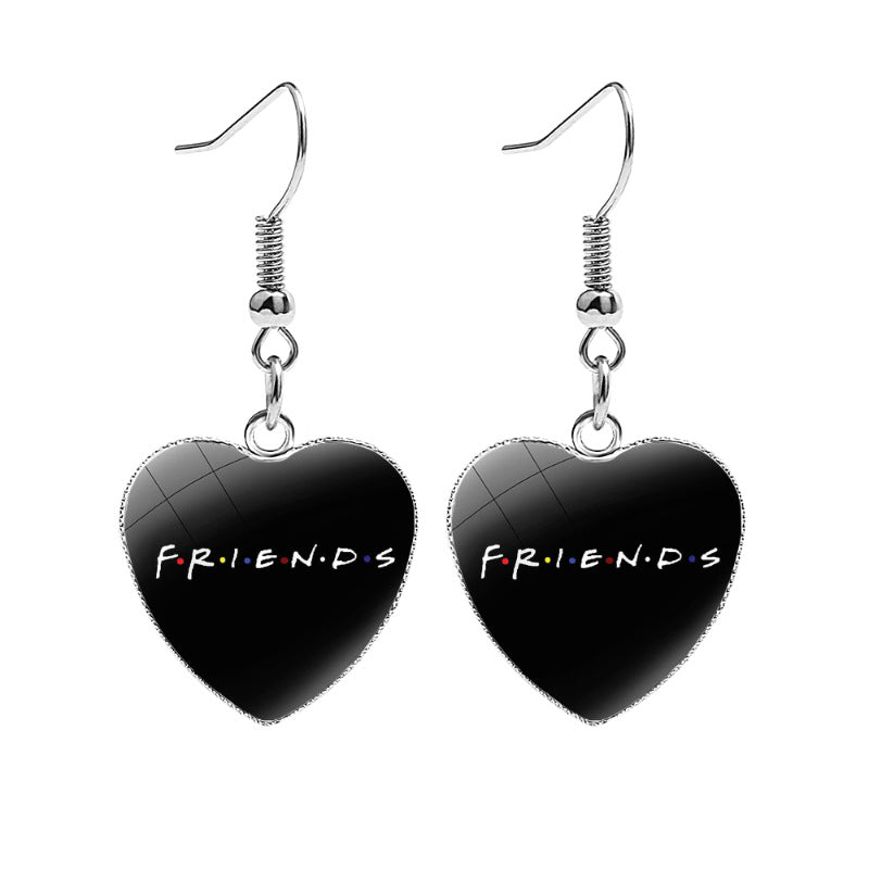 Friends Heart Shape Earrings Jewelry