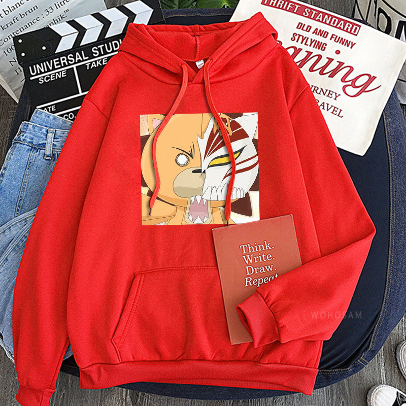 Casual Anime Graphic Printed Pullover Hoodie