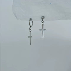 Versatile Heeseung Cross Titanium Steel Earrings