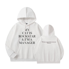 Versatile Cat Letter Printed Cotton Hoodie