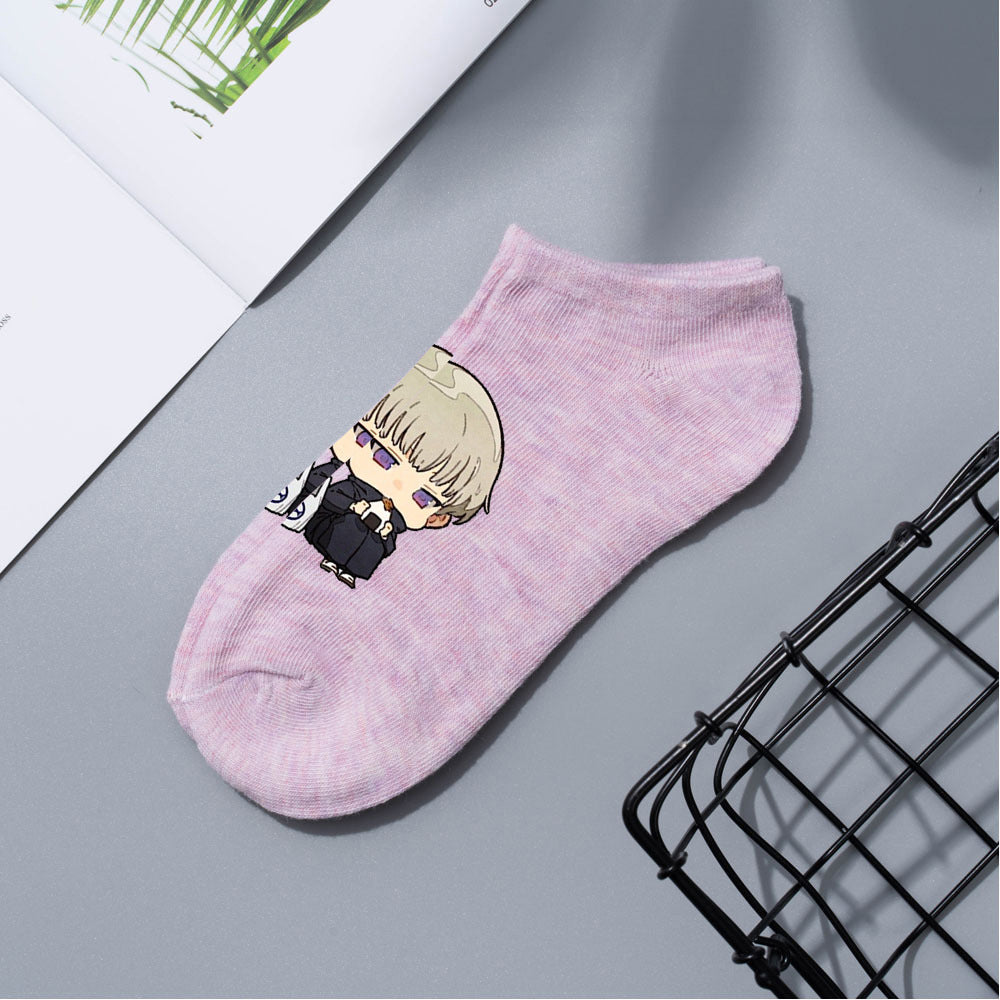 Casual Anime Cotton Breathable Boat Socks