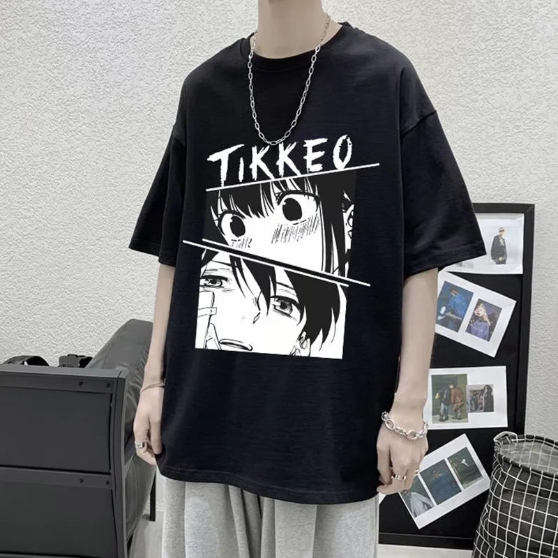 Trendy Anime Graphic Men's Round Neck Loose Tee