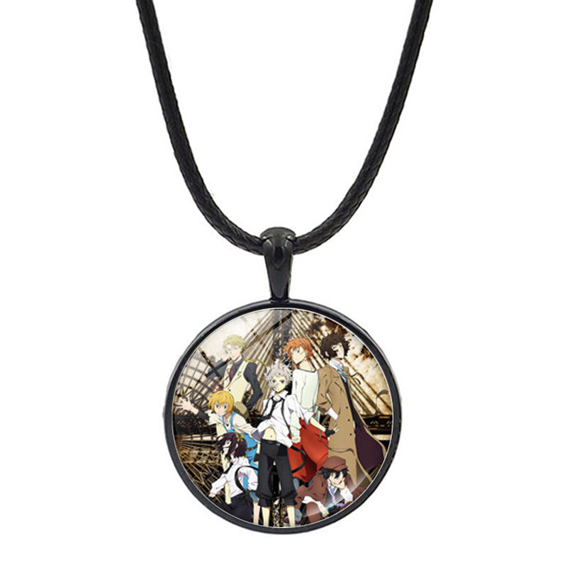 Versatile Anime Pendant Leather Rope Necklace