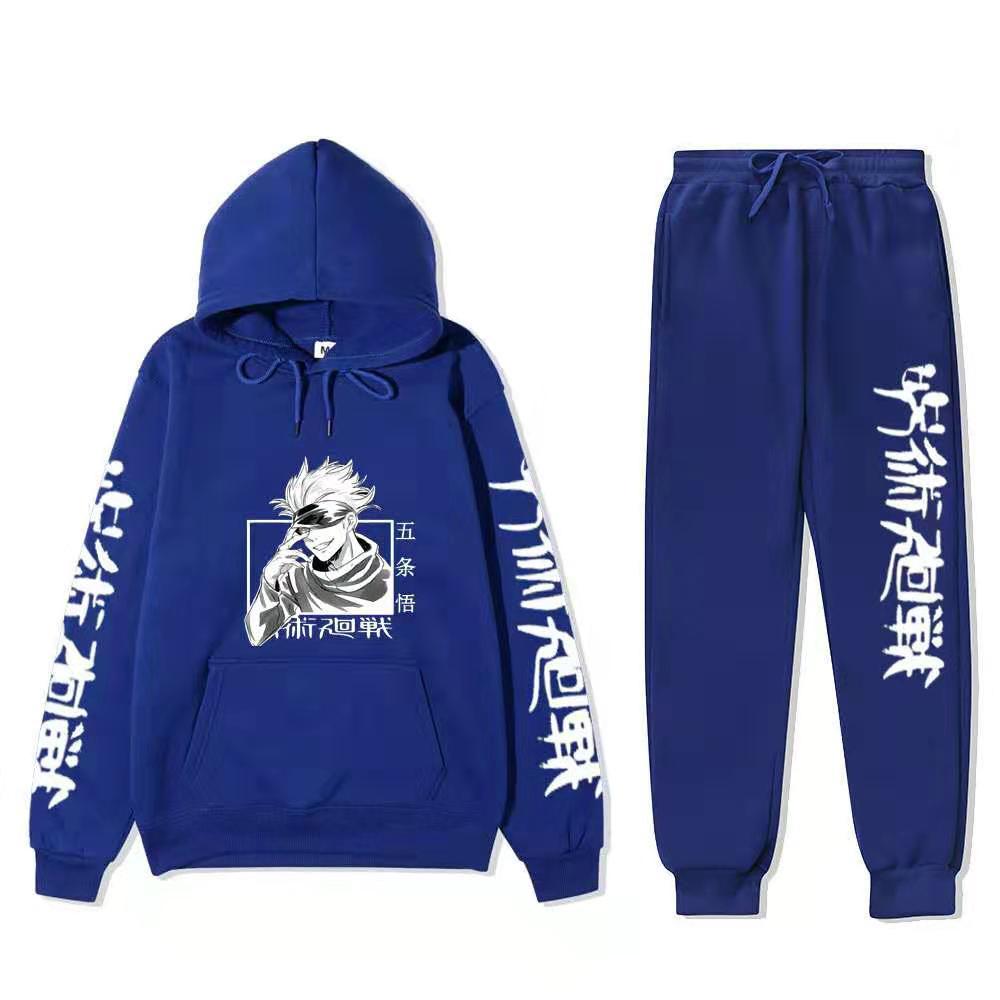 Unisex Anime Print Hoodie Sports Pants Set