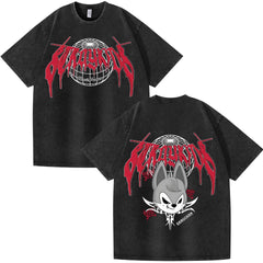 Unisex Kpop Dominate Pattern Washed T-Shirt