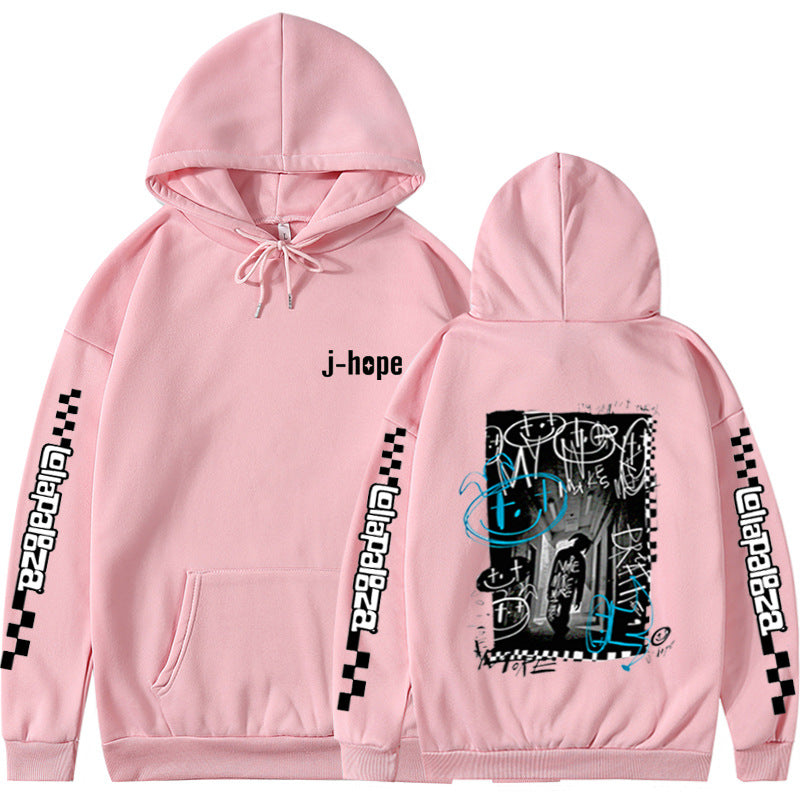 Unisex Kpop Graphic Print Loose Hoodie