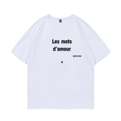 Haerin Letter Cotton Round Neck T-shirt