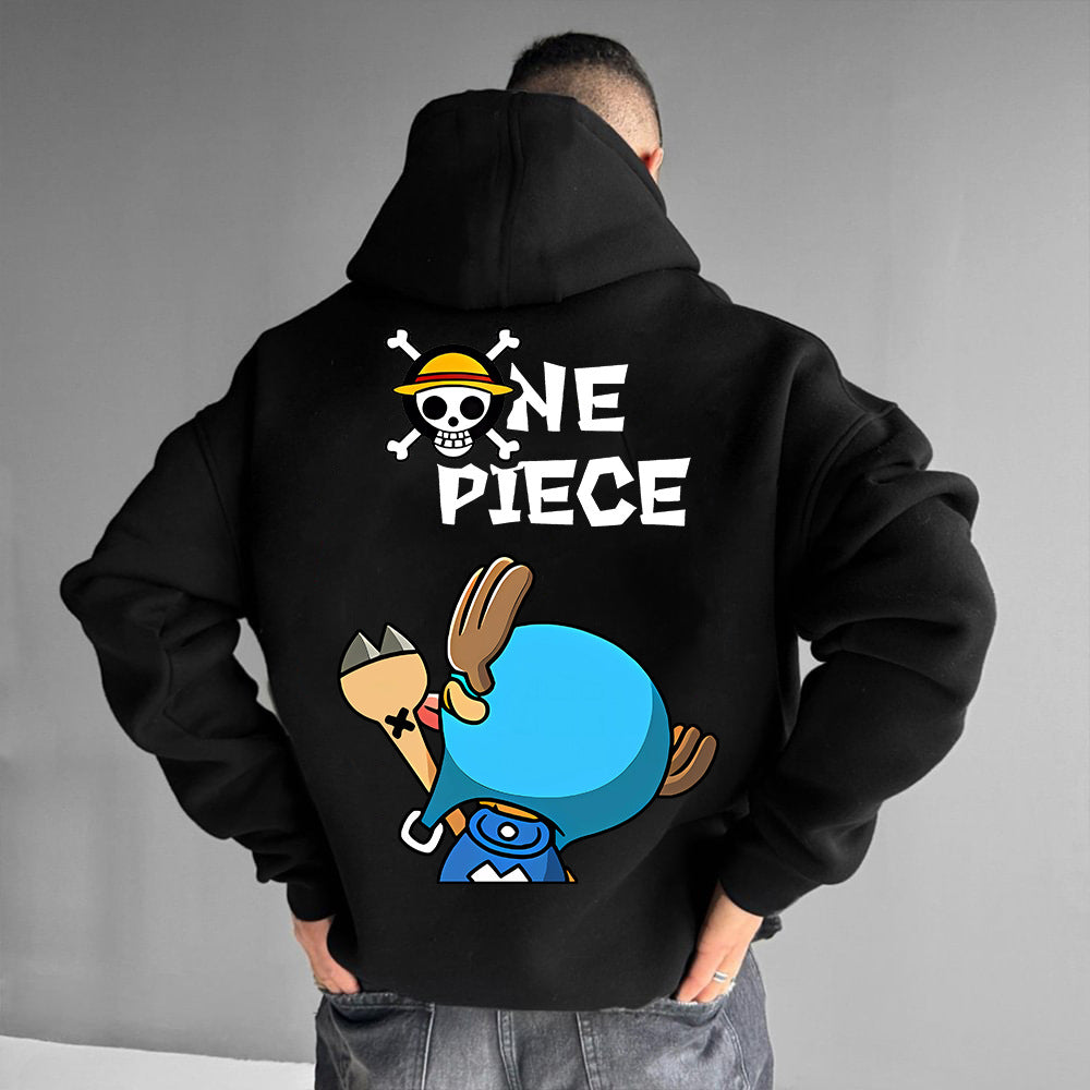 Men's Luffy Anime Print Pullover Hoodie