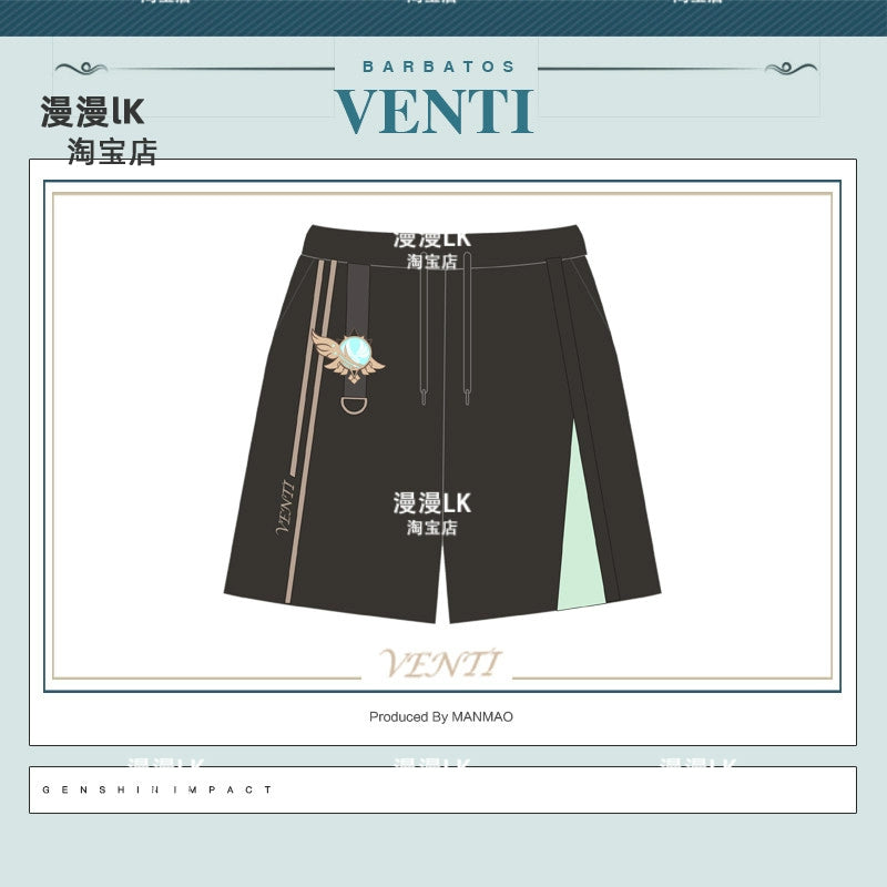 Unisex Venti Cosplay T-shirt Shorts Set