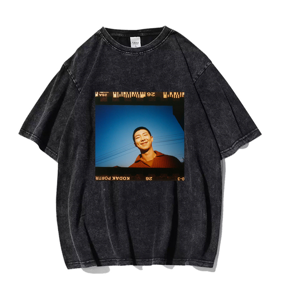 Unisex RM Kpop Poster Graphic Washed T-shirt