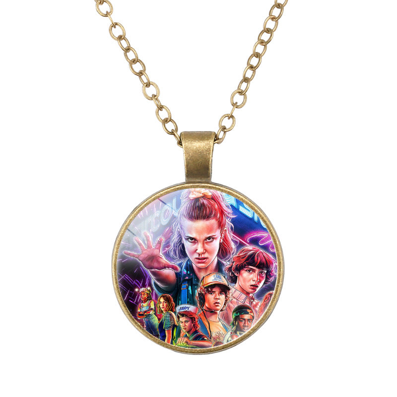 TV Logo Gem Pendant Necklace