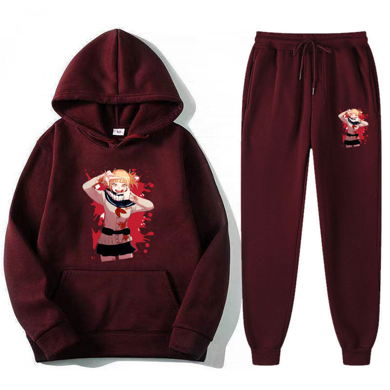 Unisex Casual Anime Graphic Hoodie Sports Pants Suit