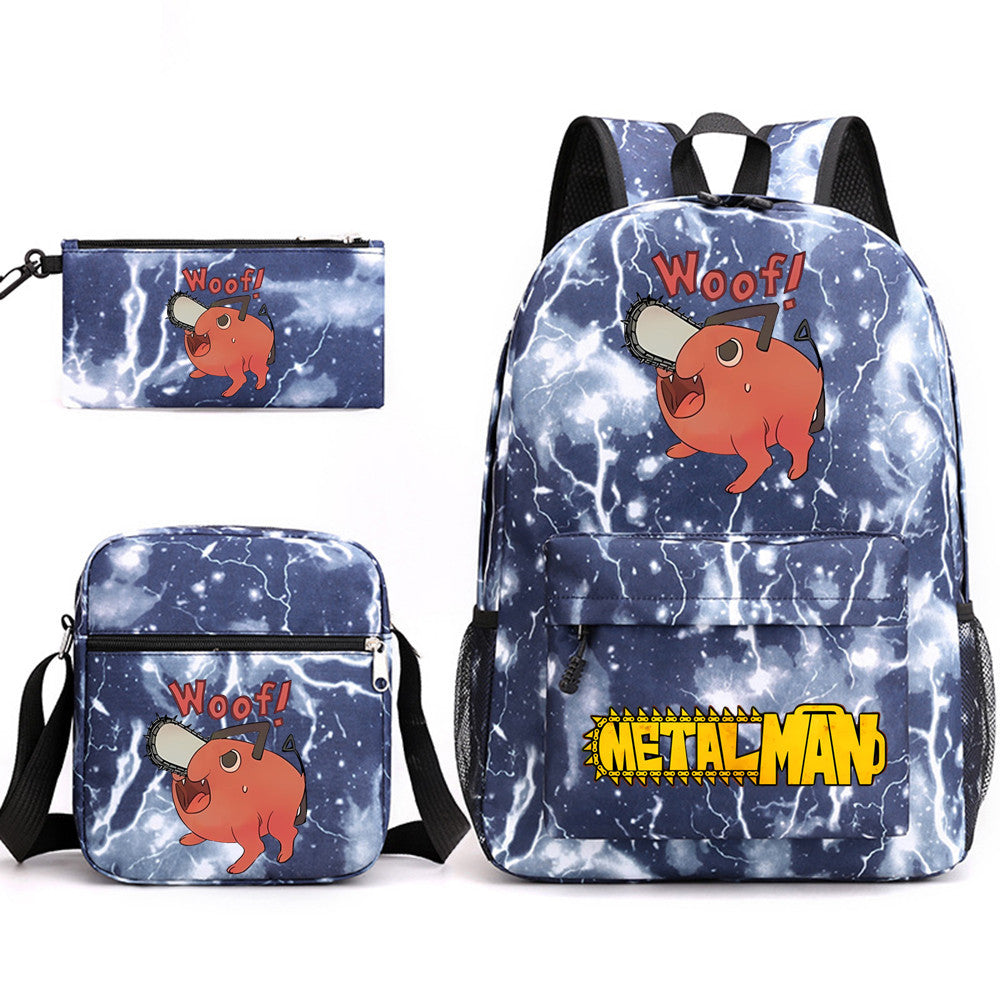 Pochita School Bag Three-piece Backpack