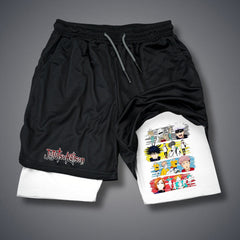 Men's Anime Printed Double-layer Casual Shorts