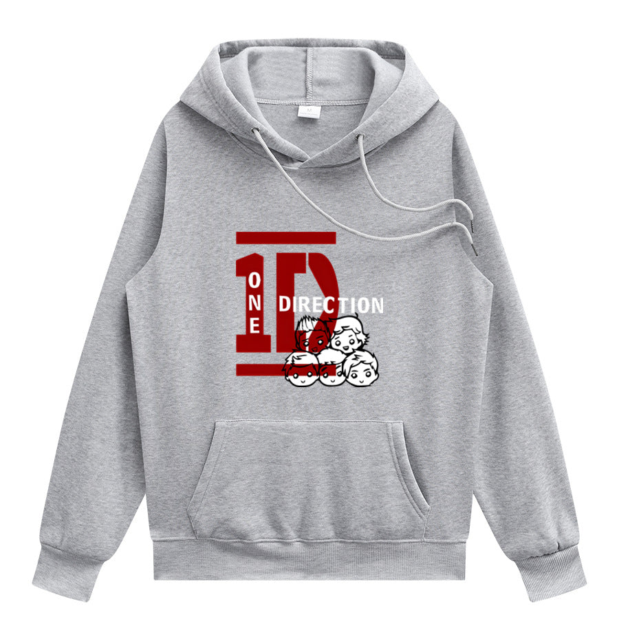 Casual 1D Graphic Printed Pullover Hoodie