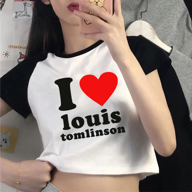 I Love Louis Letter Printed Cropped Tank Top