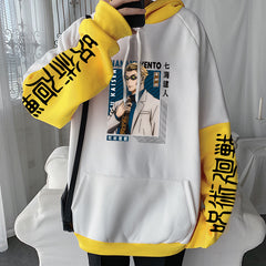 Unisex Nanami Printed Color Block Pullover Hoodie