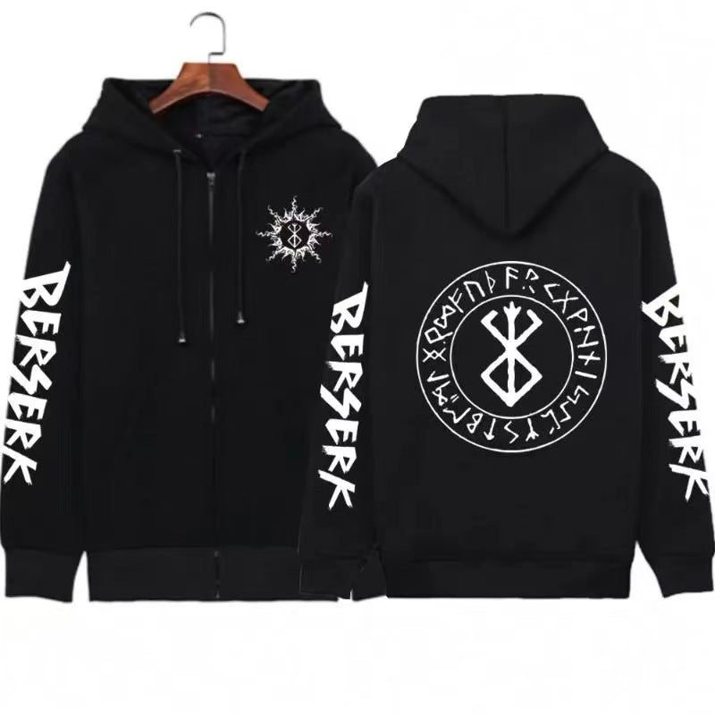 Unisex Anime Logo Printed Zip Up Hoodie