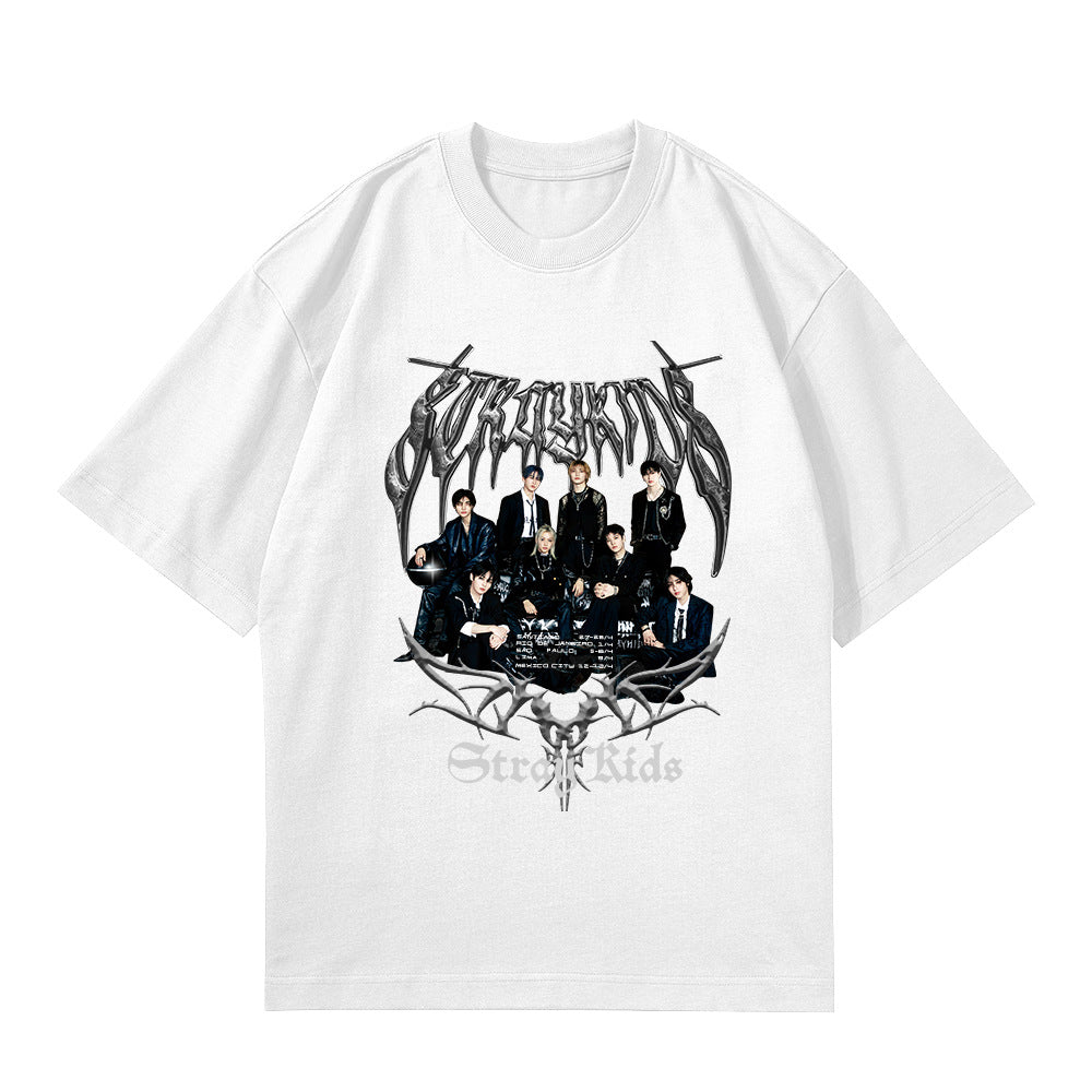 Kpop Poster Logo Printed Short Sleeve Top