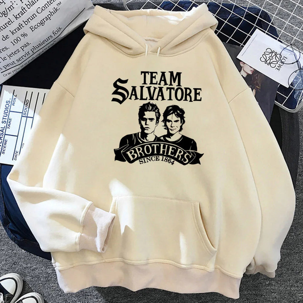 Casual TVD Graphic Printed Loose Hoodie