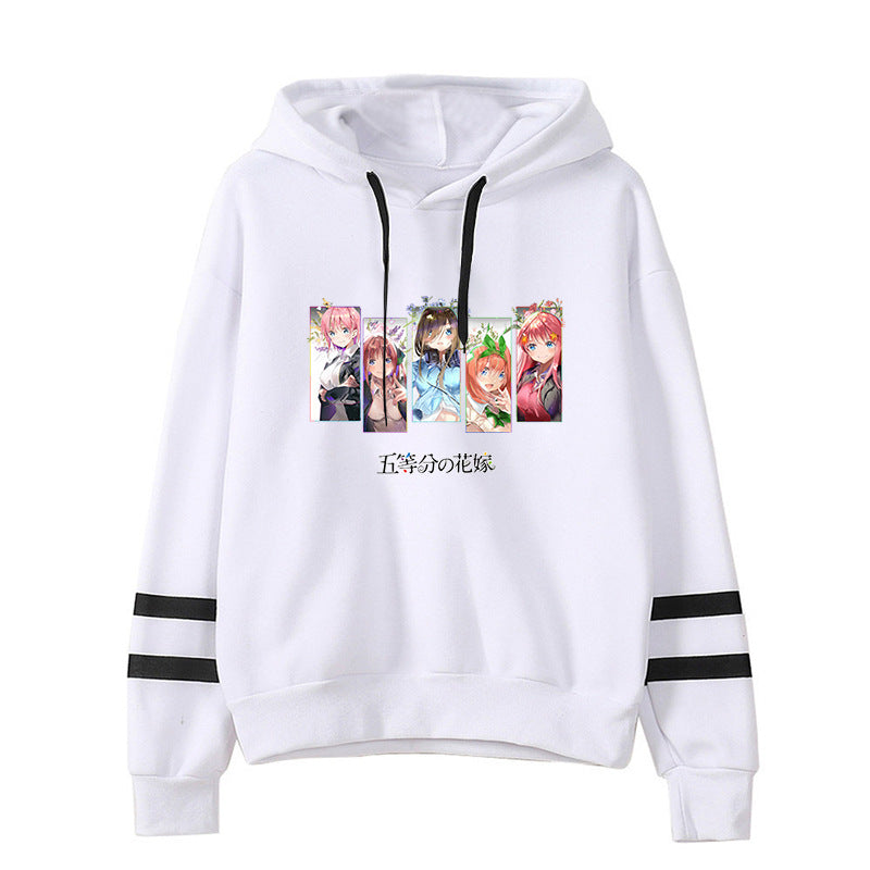 Women's Anime Printed Loose Striped Hoodie