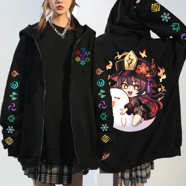 Trendy Unisex Game Printed Zipper Hoodie