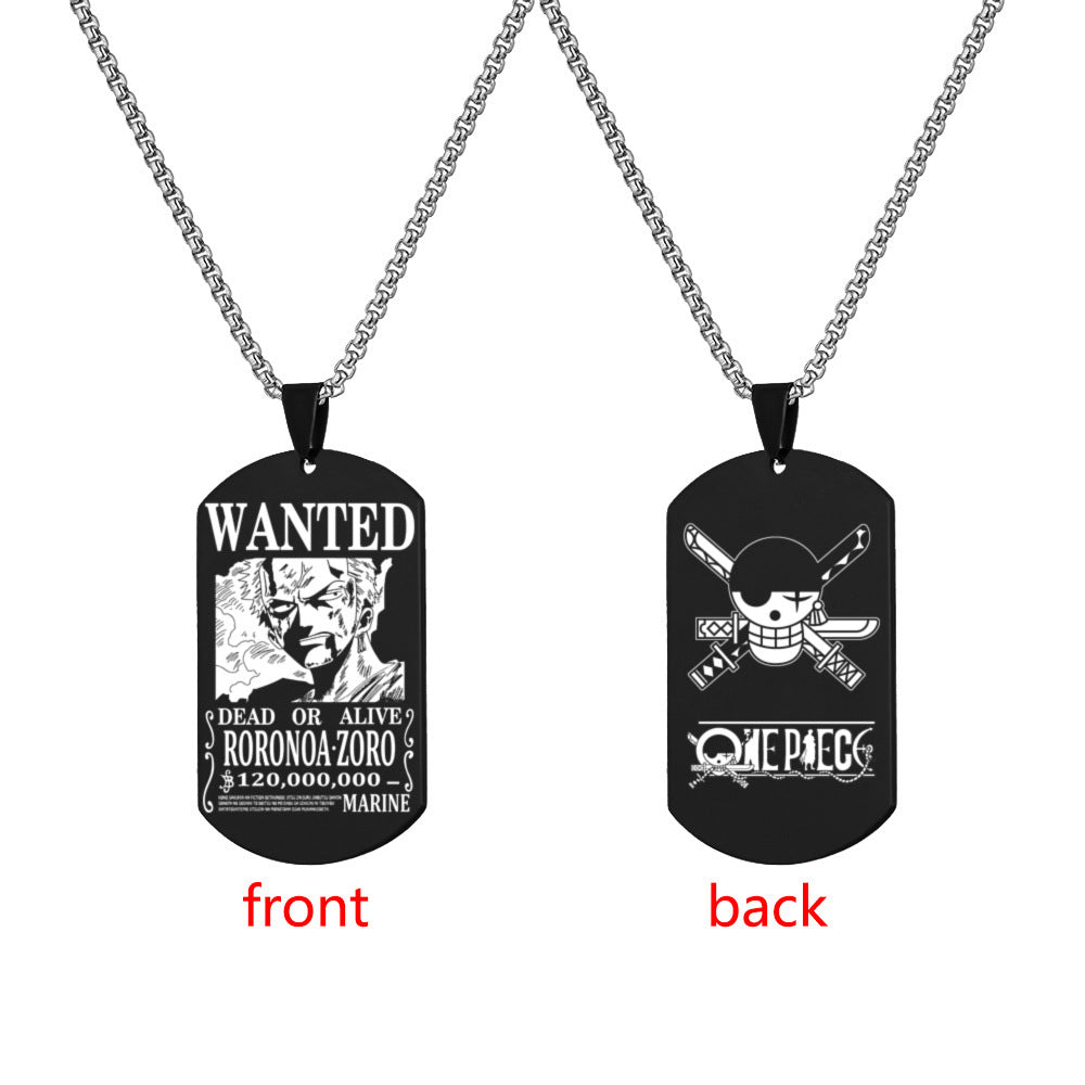 Luffy Wanted Double-sided Dog Tag Necklace