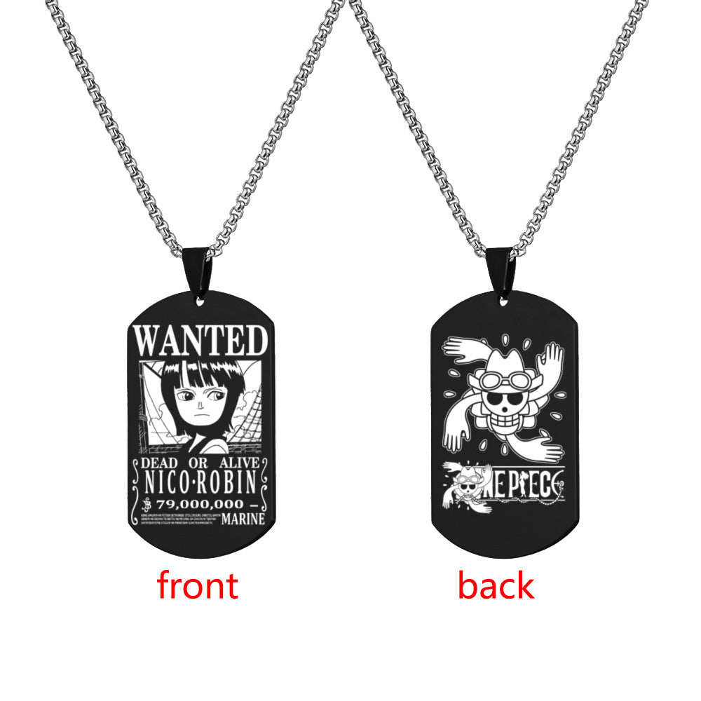 Luffy Wanted Double-sided Dog Tag Necklace