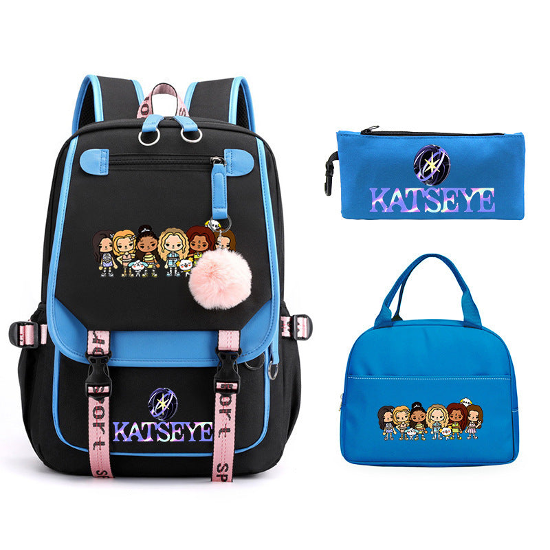 Leisure Katseye Backpack Pencil Bag Lunch Bag Three-piece Set