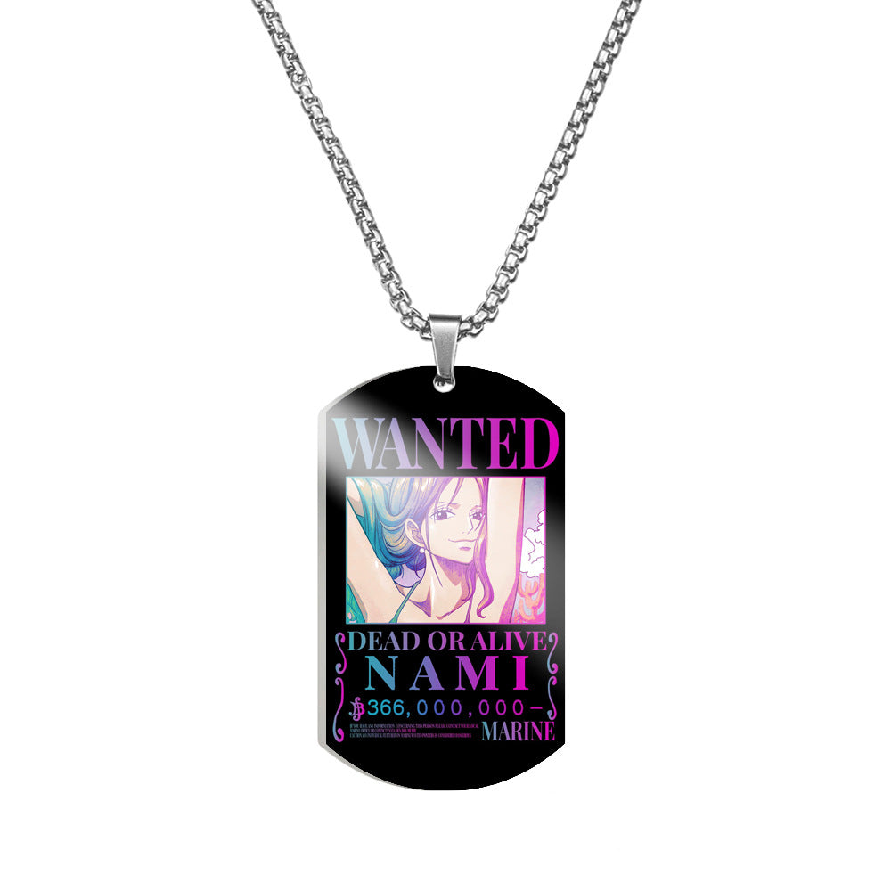 Luffy Wanted Printed Dog Tag Necklace