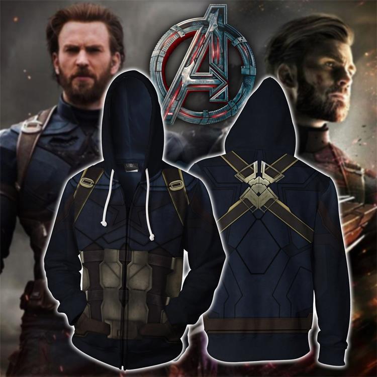 Cool Unisex Captain America Printed Cosplay Hoodie