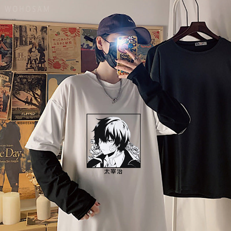 Dazai Anime Printed Fake Two-piece T-Shirt
