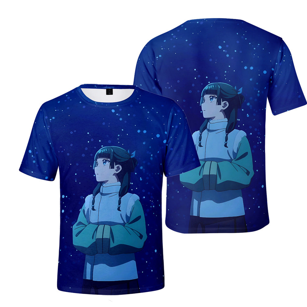 Girl's Anime Digital Print Short Sleeve T-Shirt