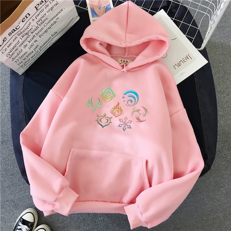 Unisex Game Elements Print Loose Hoodie