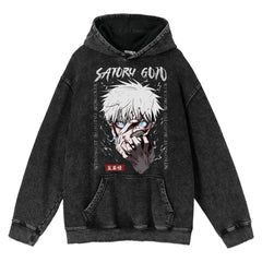 Unisex Anime Print Washed Loose Hoodie