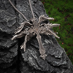 Retro Seraph Cross Necklace