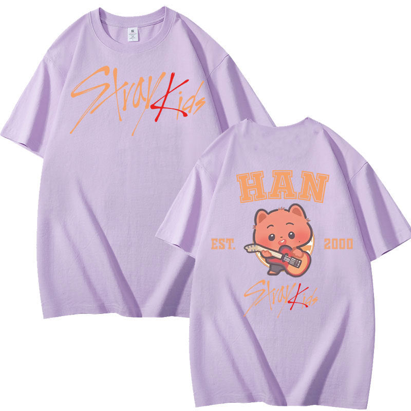 Unisex Kpop Letter Print Summer Cotton T-shirt