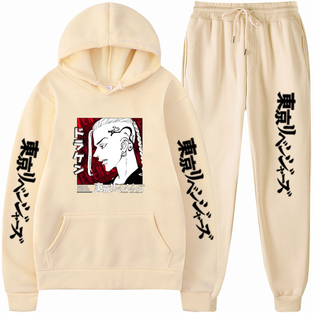 Unisex Anime Loose Casual Sports Hoodie Pants Suit